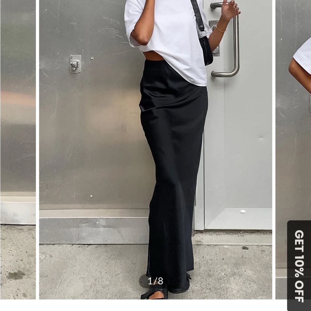 Commense Black Maxi Satin Skirt NWOT